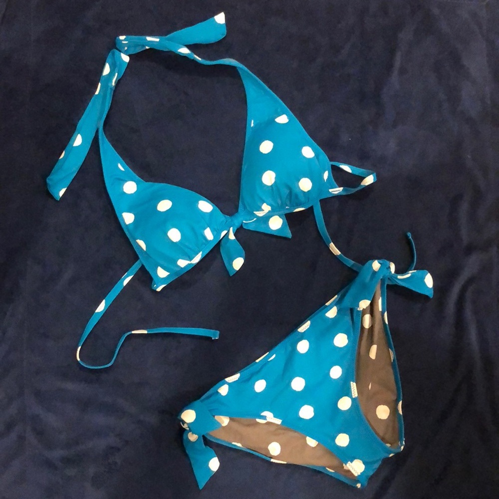 Tommy Bahama reversible polka dot bikini.
